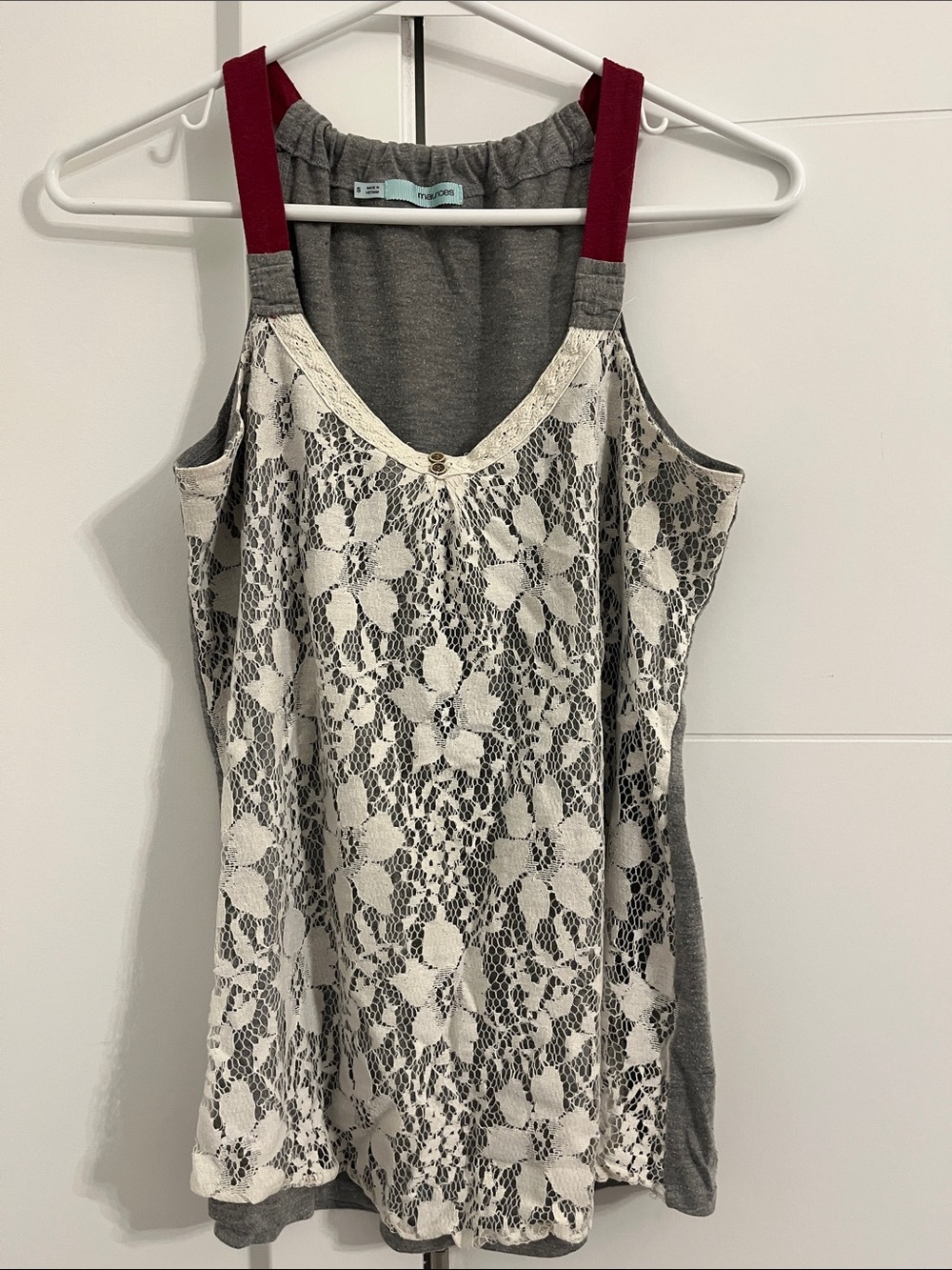 Maurices Gray Knit Waistband Skirt with Teal Logo Tag